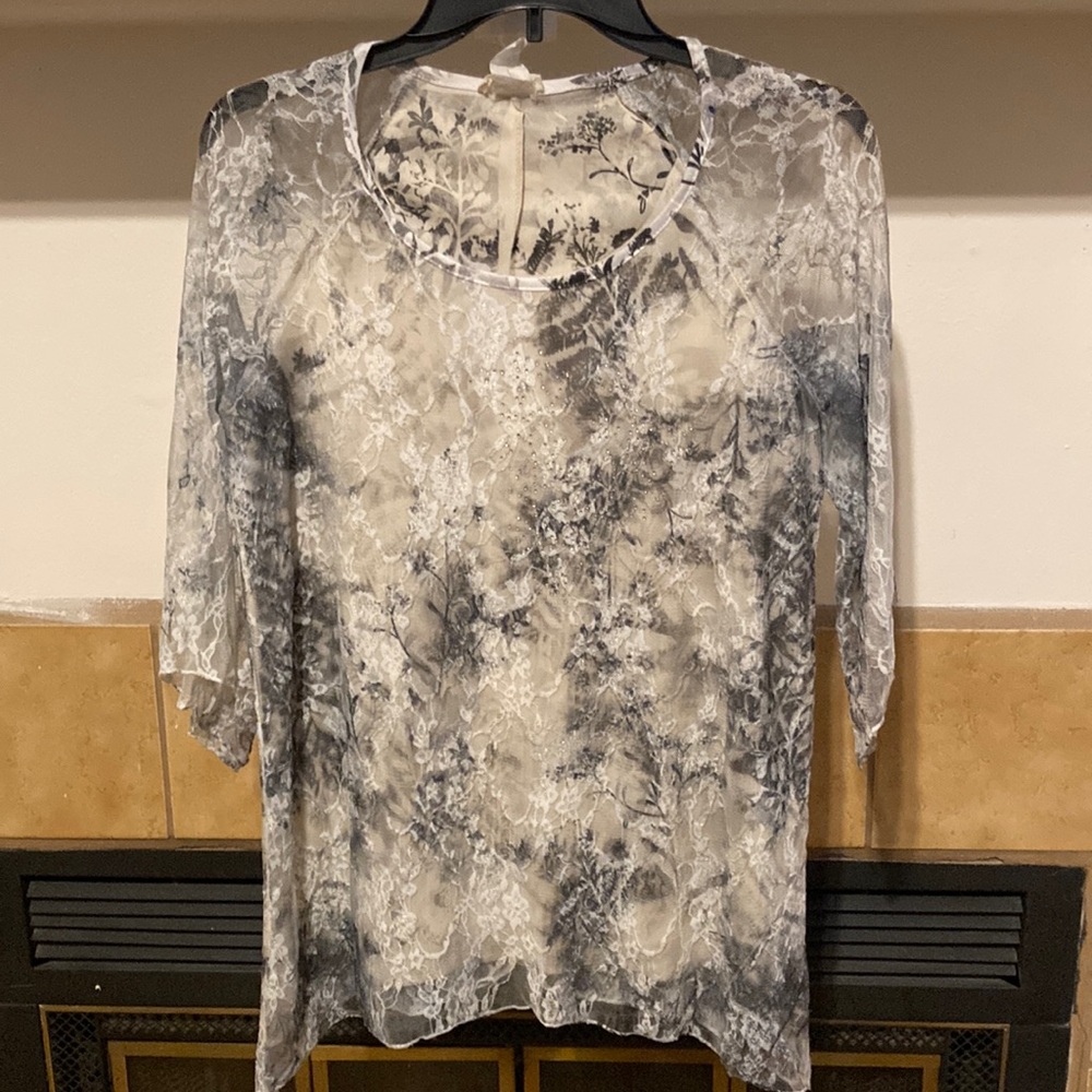 Brittany Black Floral Lace Blouse (size M)